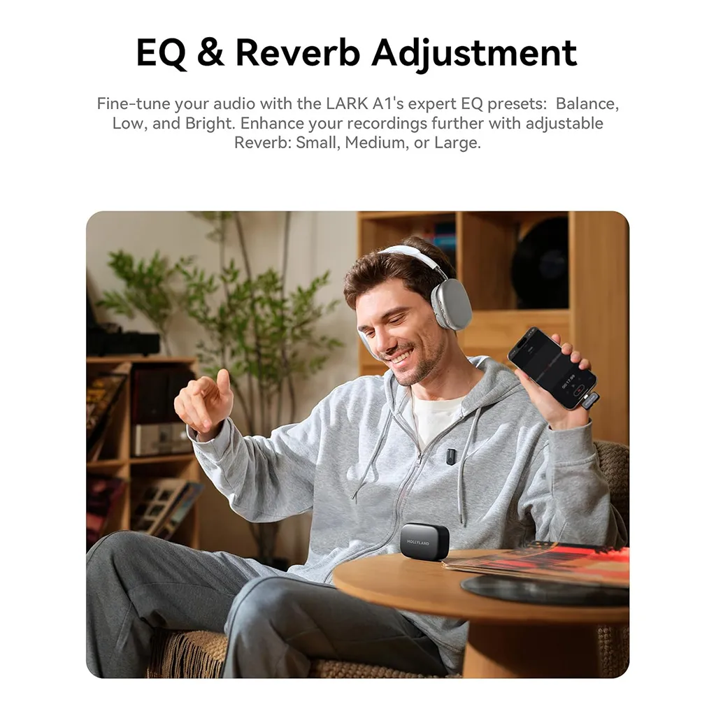 Hollyland LARK A1 DUO connected to smartphone USB-C