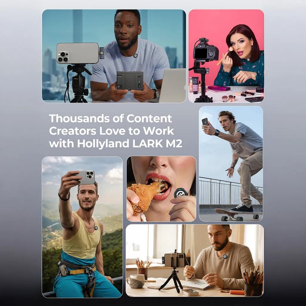 Lifestyle image of Hollyland LARK M2 recording audio