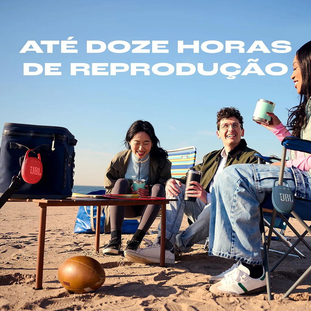 Side view of JBL Clip 5 black portable speaker