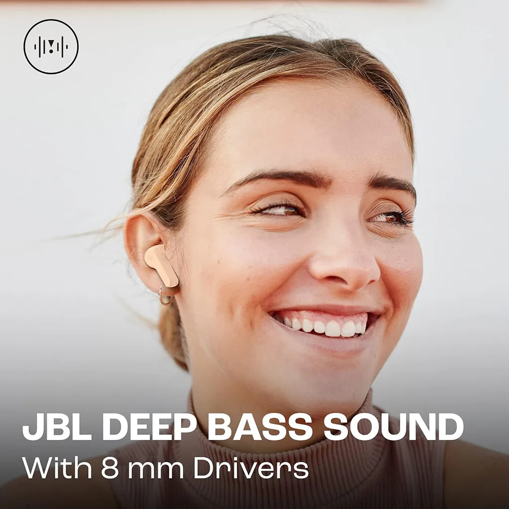 Close-up of JBL Wave Beam in-ear earbud