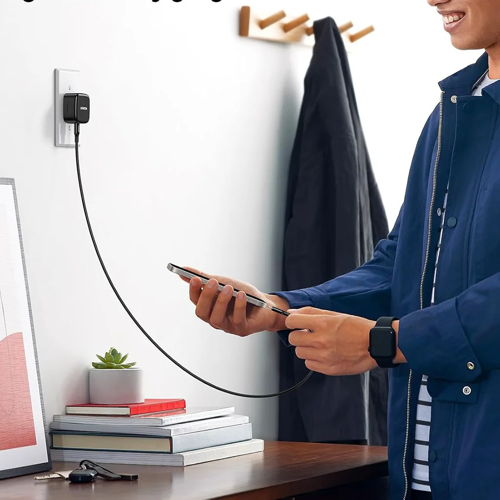 UGREEN PD 20W charger plugged into wall socket