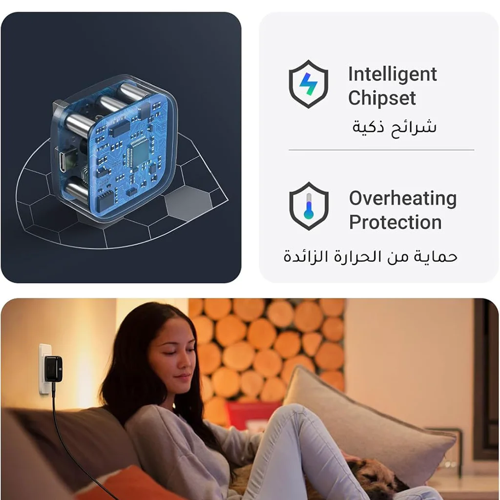 Lifestyle image showing UGREEN 20W charger powering an iPhone 16 Pro