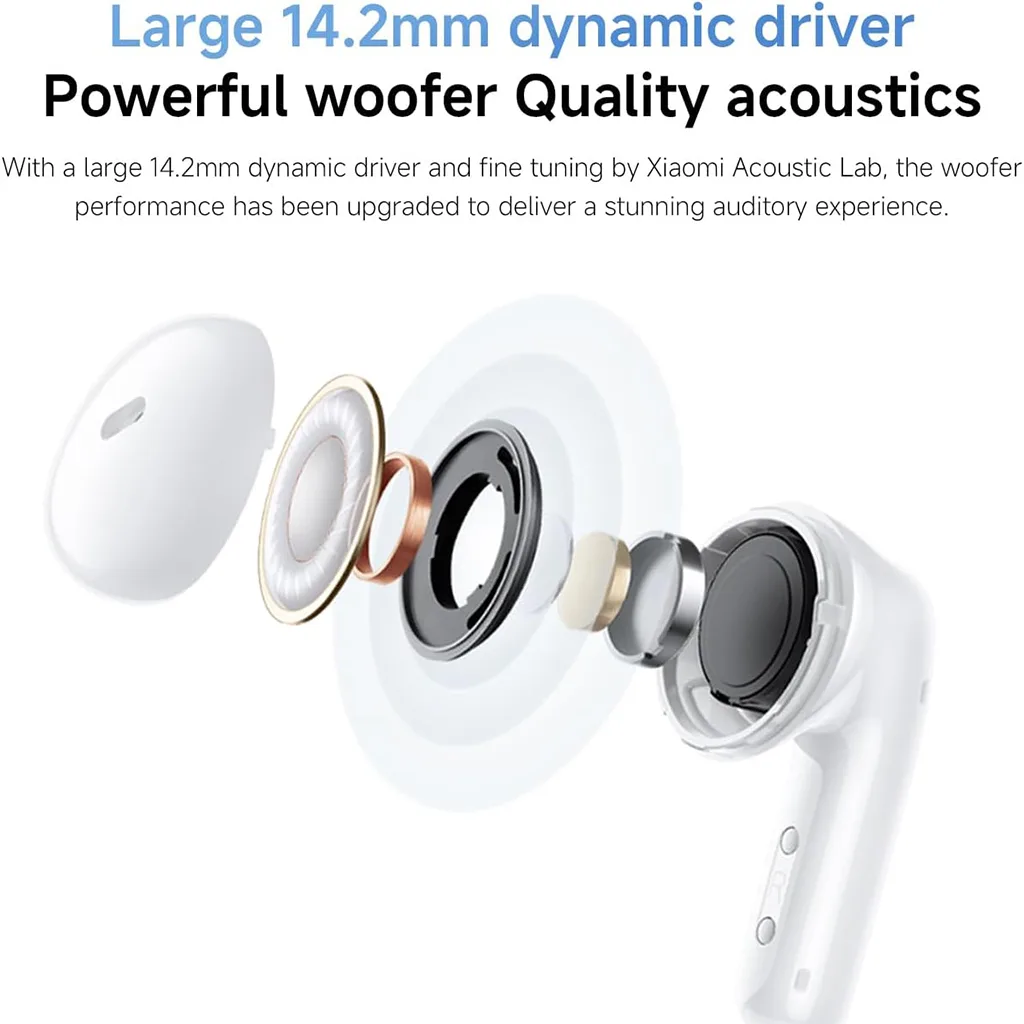 Lifestyle image showing Xiaomi Redmi Buds 6 Active used for music and calls