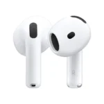Lifestyle image showing Apple AirPods 4 used with iPhone