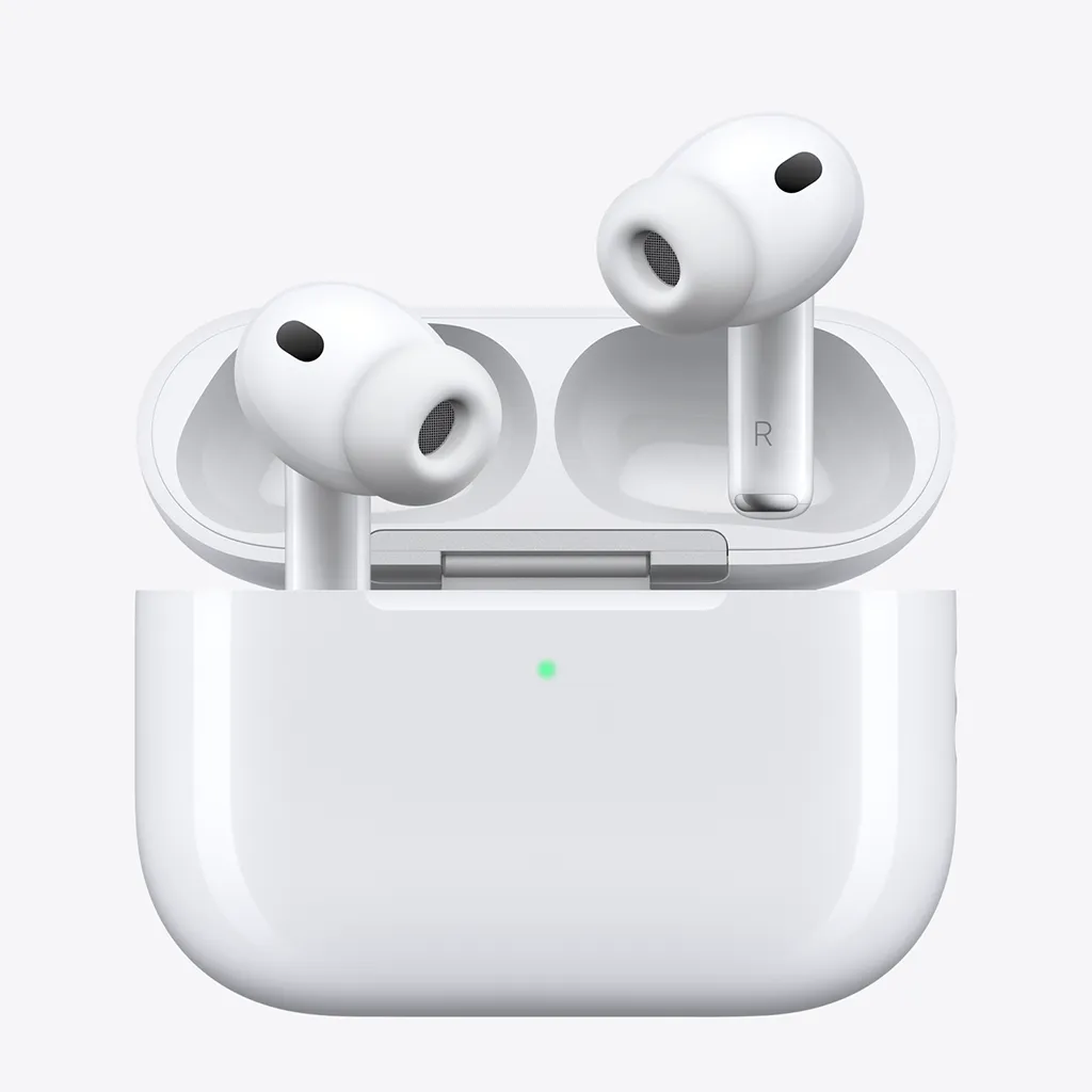 Lifestyle image showing Apple AirPods Pro 3 used with iPhone