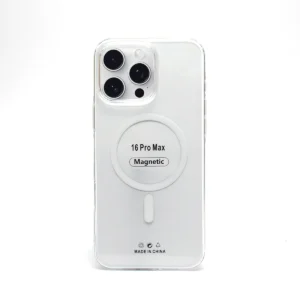 iPhone 16 Pro Max crystal clear MagSafe case front view transparent design