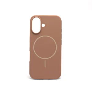 Magnetic ring silicone case for iPhone 16 brown color