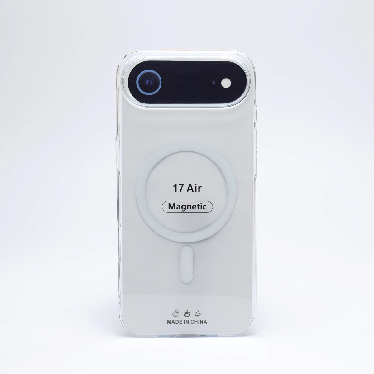 Angled view iPhone Air transparent TPU case lightweight design