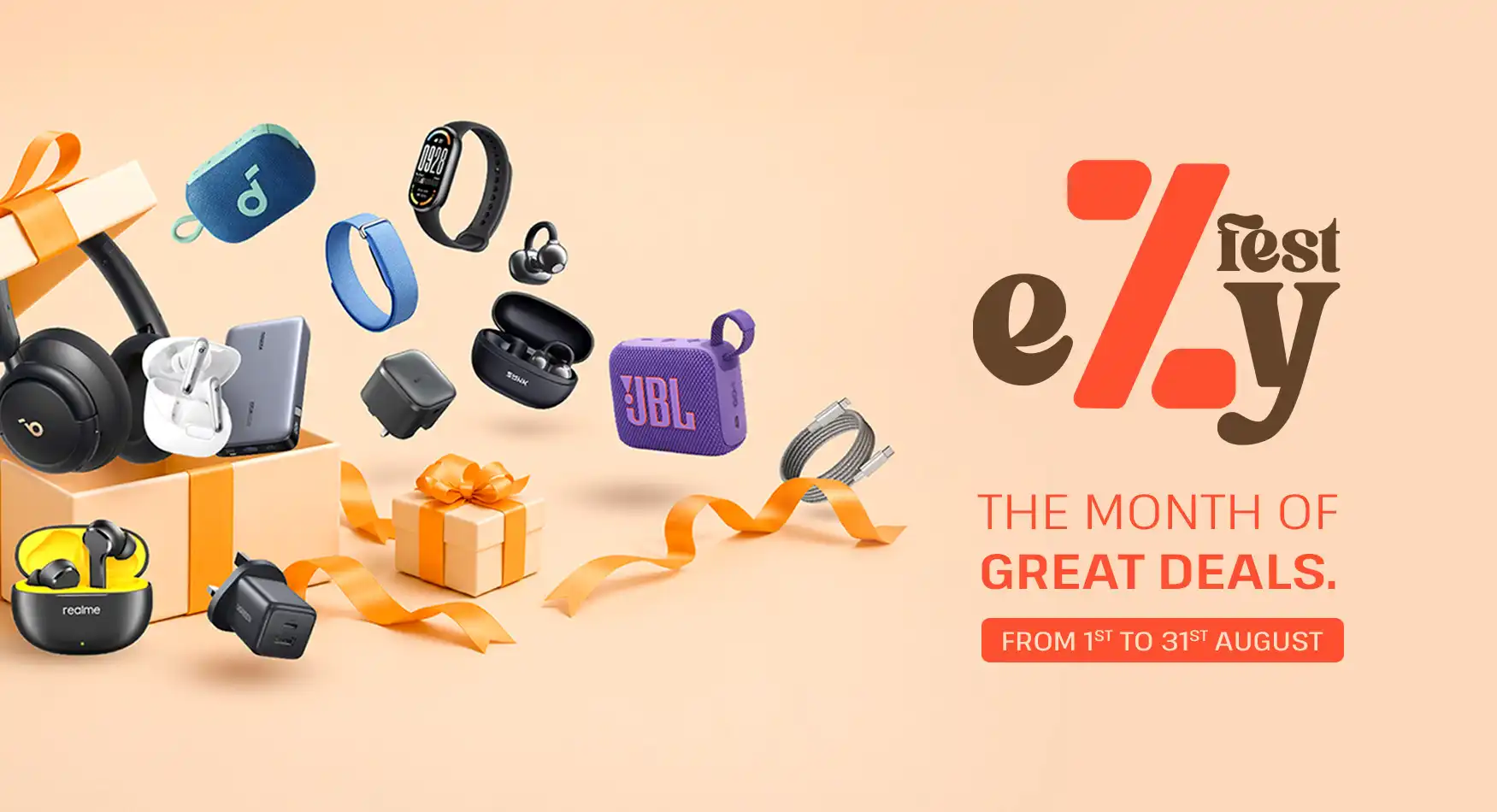ShopEzy Fest August 2026 promotional banner with exclusive electronics offers available from 1–31 August at Shopezy.